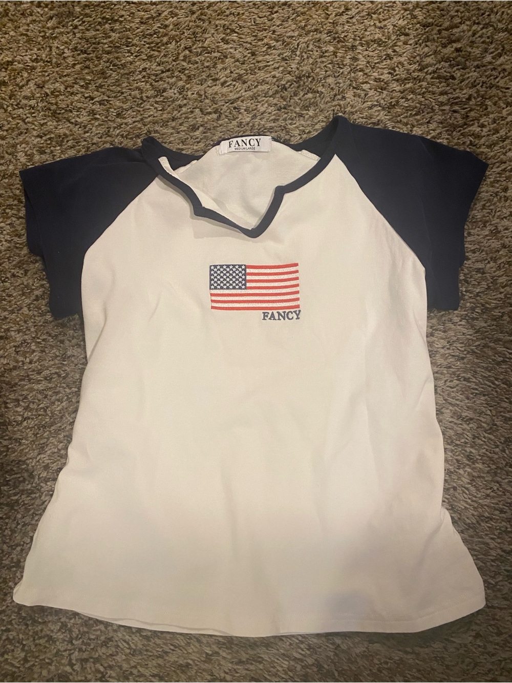 Fancy d boutique White & Navy Flag Raglan Tee and pant set